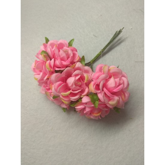 Цветы из ткани 3,5 см в пучках (6 шт) цв. розовый, цена за пучок